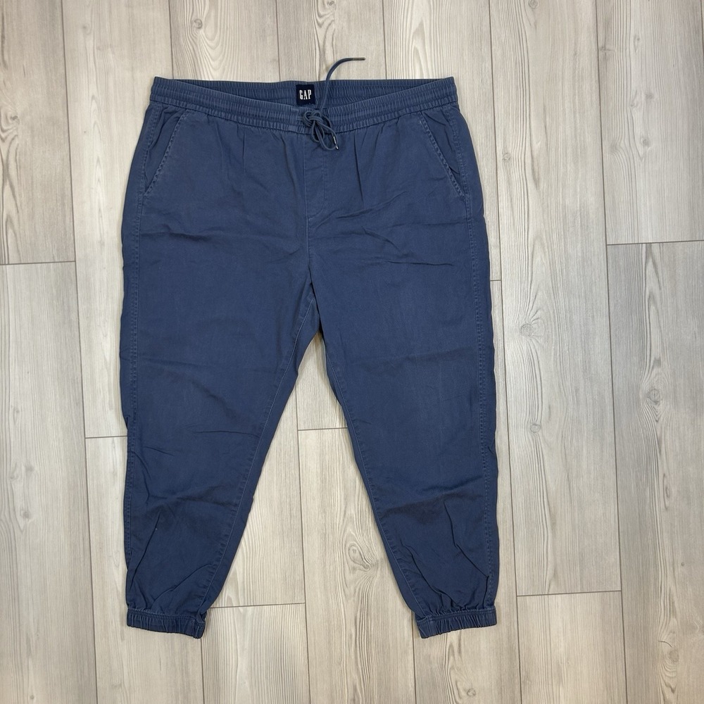 GAP Drawstring Twill Jogger Pants Women's XXL 2XL Navy Blue Elastic Waistband